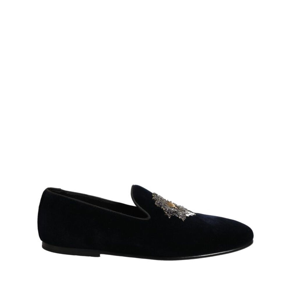 Dolce & Gabbana Blue Velvet Embellished Slip On Loafers Men's Shoes